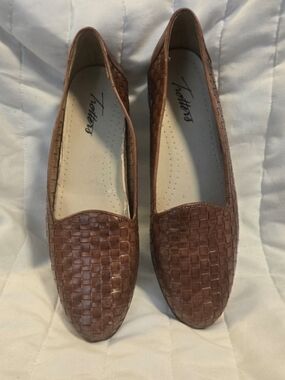 Trotters Brown Woven Leather Slip-On Loafers 7.5N